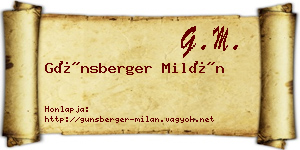 Günsberger Milán névjegykártya